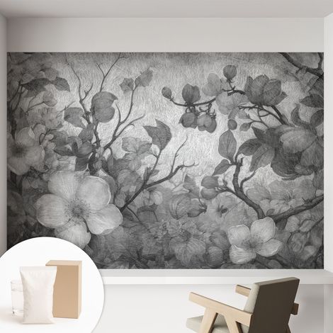 Papier peint intissé décoratif pour salon chambre et cuisine Facile à poser avec colle Fleur sur une branche 152x104 cm (1/5)