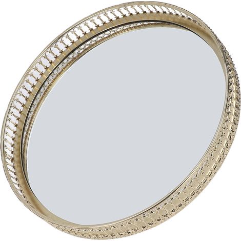 Plateau de maquillage rond en métal grand pour salle de bain, organisateur géométrique moderne (1/5)
