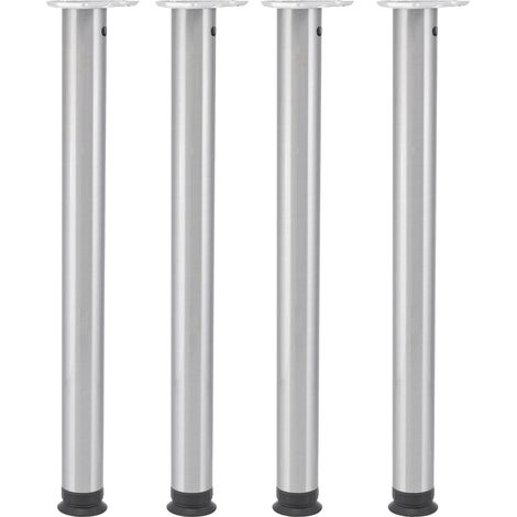 Camar Tischbeine höhenverstellbar 700-800mm rund ø 60mm Set Zoom - Tischfüße ideal als Schreibtischbeine & Esstischbeine verwendbar - inklusive Montageplatten für Tischbeine, 4x Stahl Edelstahl-Effekt (1/5)