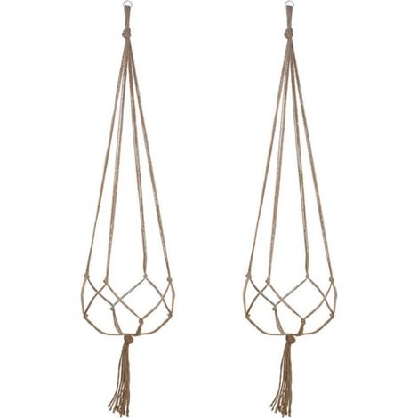 Ensemble de 4 Cordes Suspendues en Macramé avec Franges pour Plantes d'Extérieur Décoration Balcon -KZQ (1/2)