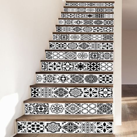 Lot de 13 stickers adhésifs escalier 18x100cm – Autocollants contremarche en PVC – Décoration originale pour surfaces lisses - 13Pcs (1/5)