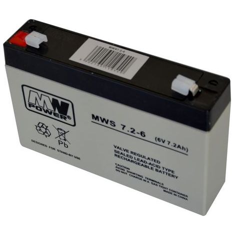 MWS 7.2-6: Batteria MWS 7.2-6 (6V-7.2ah, faston 187/F1)