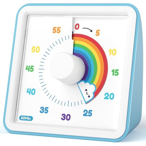 Kindertimer, 60-Minuten-Stoppuhr und Countdown-Timer für Kinder und Erwachsene, geräuschloses Zeitmanagement-Tool für Küche, Klassenzimmer, Besprechungen (Blau) (1/4)