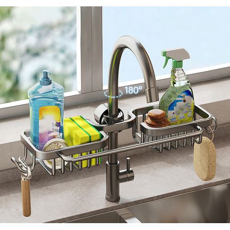 Égouttoir de robinet de cuisine, égouttoir à vaisselle, accessoires pour évier, torchon, éponge, panier suspendu, étagère de rangement-AquaForge (1/2)