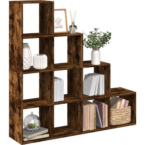 Librería divisora 4 niveles roble ahumado 131,5x29x131,5 cm vidaXL (1/5)