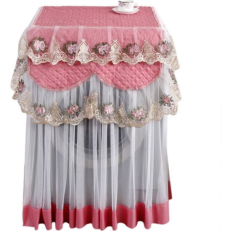 Housse de machine à laver en dentelle, style coréen, tambour, tissu anti-UV, anti-poussière, compatible avec les machines à laver automatiques Haier Little Swan, 60 x 60 x 85 cm, rose poudré (1/5)
