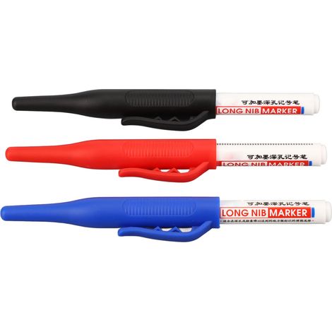 Marqueur à pointe longue, pour trous profonds, étanche et résistant à l'encre, stylo marqueur à pointe fine, rechargeable, marqueur pour trous profonds, stylo à base d'huile pour le travail du bois. (1/5)