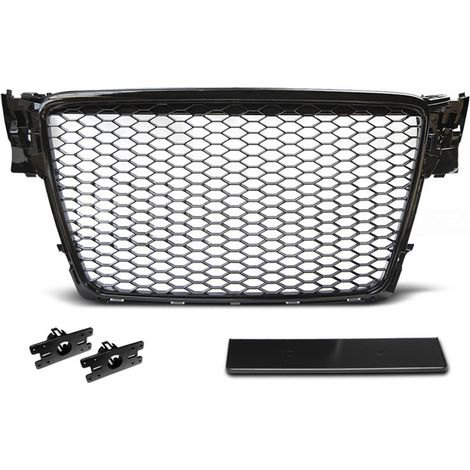 Calandre pour Audi A4 B8 de 2008 a 2011 noir brillant look Sport-27318030
