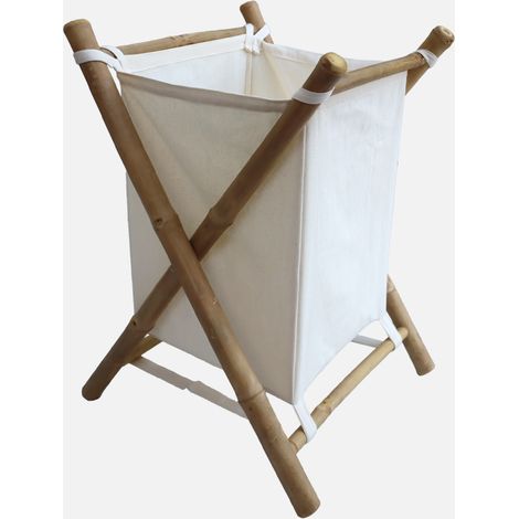 Cesto plegable de bambú y tela para la colada