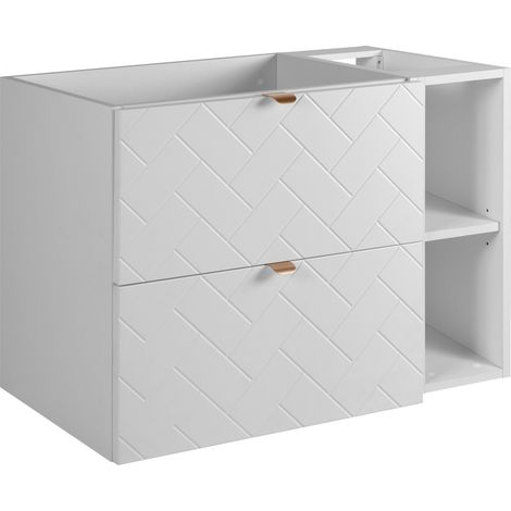 Mobile da bagno, Bianco Opaco, 80 x 57 x 46 cm, maniglie oro (1/5)