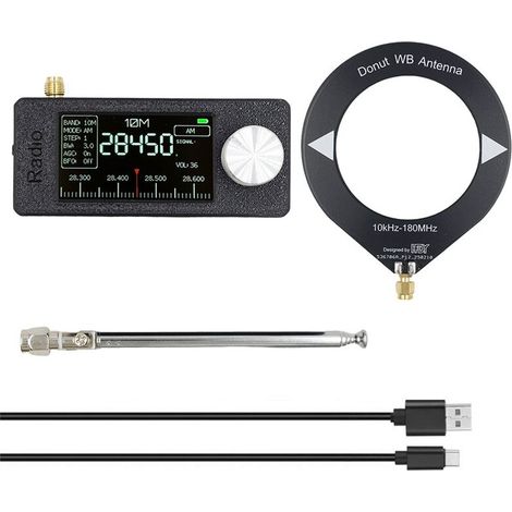 Radio de bolsillo SI4732, pantalla IPS de 1,9 pulgadas, radio de bolsillo LSB de 0,5-108 MHz, USB, AM/FM, receptor de radio multibanda, color negro.