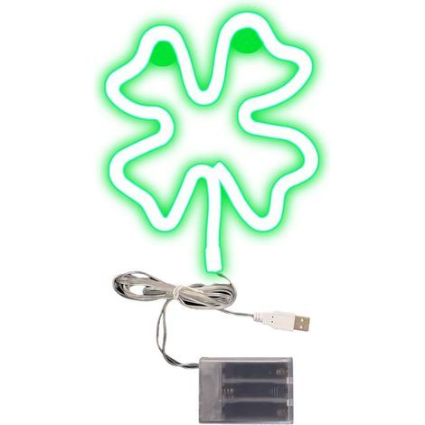 St. Patrick's Day decorative lights, LED neon, green shamrock, window, Irish shamrock tube, signs for wall decoration (1/5)