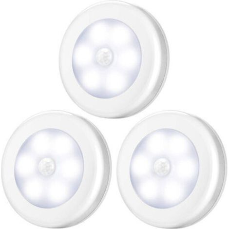 Kabellose LED-Leuchte mit Bewegungsmelder für Kleiderschrank, Treppenhaus, Flur, Küche, Schlafzimmer (3 Stück) (weißes Gehäuse (weißes Licht)) (1/5)