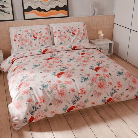 Set de Housse de Couette pour lit Double Maxi 260x240 cm (2 taies d'oreiller 50x80 cm incluses), Parure de Housse de Couette en Microfibre avec Impression numérique Florale (1/5)