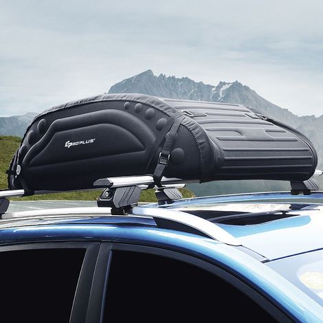 Sac de toit de voiture noir 425 L étanche avec fermeture double sens et sangles de fixation pour voyage, camping et plein air (1/5)