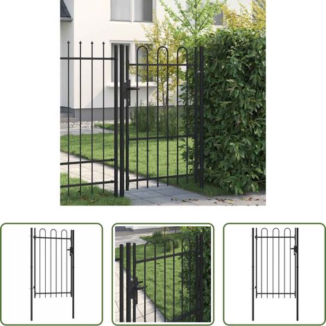 vidaXL Stahl - Zauntor Boxtel Einzeltür mit Bogenabschluss Stahl 1 x 1,5 m Schwarz (1/5)
