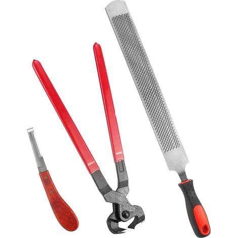3 Pièces Outils de Maréchalerie pour Soin des Sabots, Pince à Sabot, Outil de Parage et Râpe avec Poignée pour Chevaux