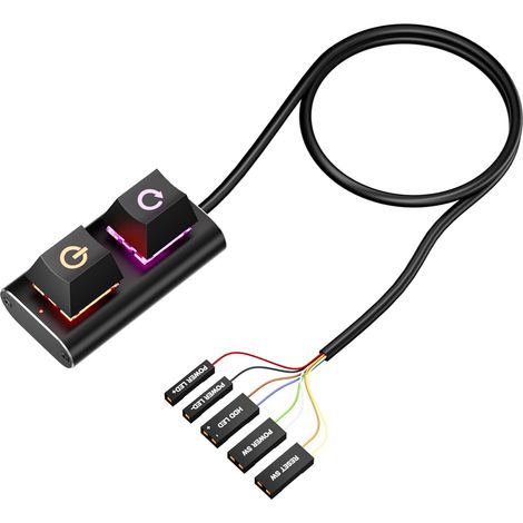 Interrupteur d'alimentation pour Ordinateur de Bureau, Extension du Bouton d'alimentation Externe du PC, Interrupteur de Réinitialisation Marche/arrêt avec Câble de 2 M (1/5)