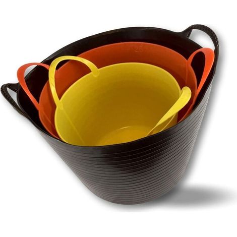 Bassine Pliable Ultra résistante I Seau Souple  Assortiment 3 seaux  14, 25, 36 litres  Bassine en Plastique Flexible et résistante  Grande bassine Polyvalente  Kibros JKITSO