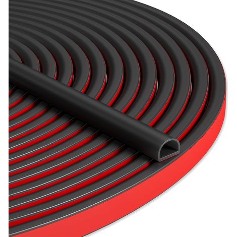 Tiras de sellado para puertas y ventanas de 6 metros, autoadhesivas, de silicona, con aislamiento térmico, para rellenar huecos en marcos tipo D y aislamiento acústico, color negro. (1/5)