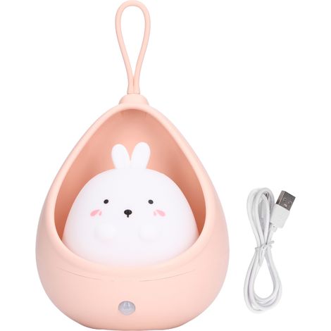 Lumière de nuit LED forme lapin blanc, lampe de nuit à induction pour enfants avec câble USB pour chambre d'enfant (1/5)