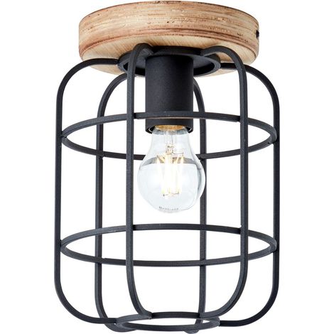 BRILLIANT Lampe, Gwen Deckenleuchte 1flg antik holz/schwarz korund, Metall/Holz, 1x A60, E27, 40W,Normallampen (nicht enthalten) (1/4)