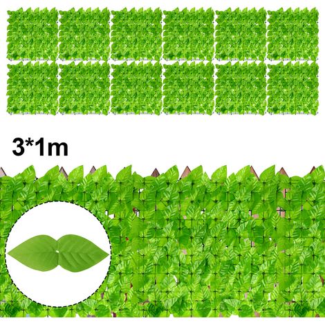 SWANEW Clôture pare-vue Feuillage 300cm x 100cm Habillage de mur Brise-vue Bâche Grillage.verde (1/4)