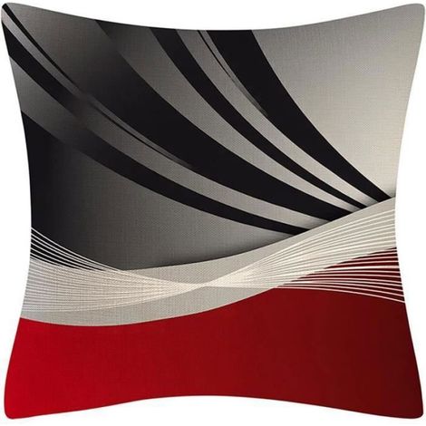 Housse De Coussin - OCEUMACO - Abstrait Noir Rouge - Géométrique Moderne - Lot De 4 Abstrait - Noir Rouge (1/4)