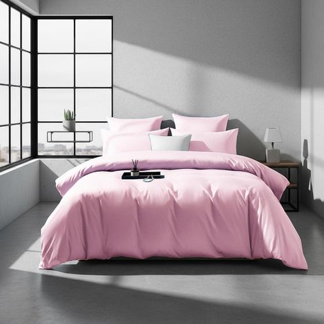 Bettwäsche 155x220 cm Mako Satin Rosa 3-teilig mit Reißverschluss
