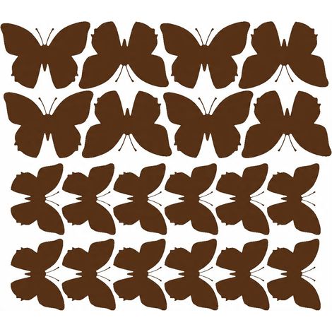Pegatinas de pared de mariposas grandes, 20 unidades, color marrón brillante.
