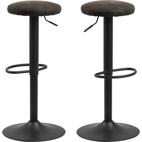 Lot de 2 tabourets de bar pivotants en velours anthracite - HIMIEL