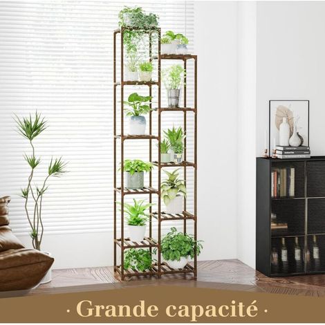 Support pour plantes d'intérieur et d'extérieur, grande étagère en bois à 11 pneus de haut, supports de fleurs, étagères de jardin, support de présentation de plantes en bois pour salon (1/5)