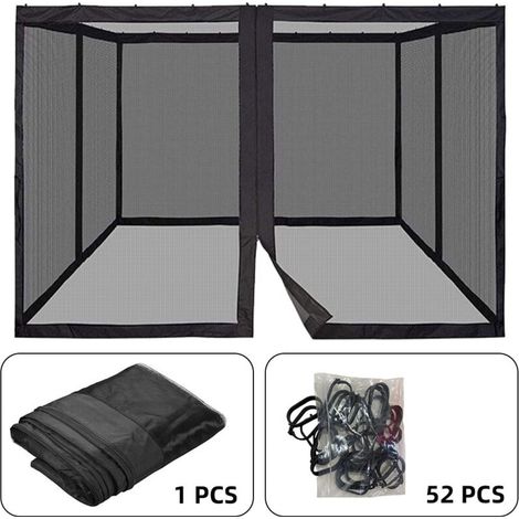 Moustiquaire pour auvent de terrasse, moustiquaire pour porche, patio et espaces de vie extérieurs, murs de terrasse à 4 panneaux avec fermeture éclair,360x360cm Noir,DUBUNS (1/4)