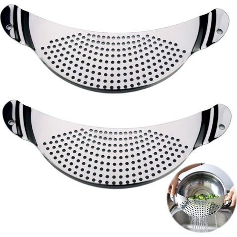 Passoire Égouttoir pour Casserole Passoire en Acier Inoxydable Poêle Filtre en Poêle Égouttoir pour Casserole pour Tous Les Pots et Bols pour la Cuisine 2pcs (1/5)