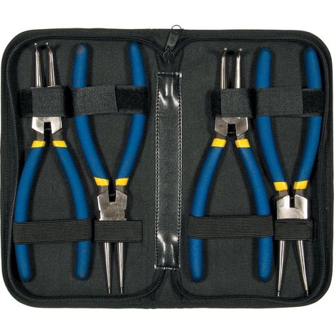 Alkan-Werkzeug - Set di pinze per anelli elastici, parte interna dritta e 90 gradi / parte esterna dritta e 90 gradi, 4 pezzi, 150 mm