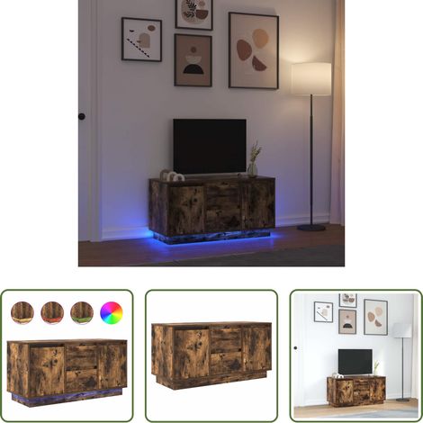 LED-Leuchten - TV-Schrank mit LED-Leuchten Räuchereiche 100x41x50 cm (1/5)