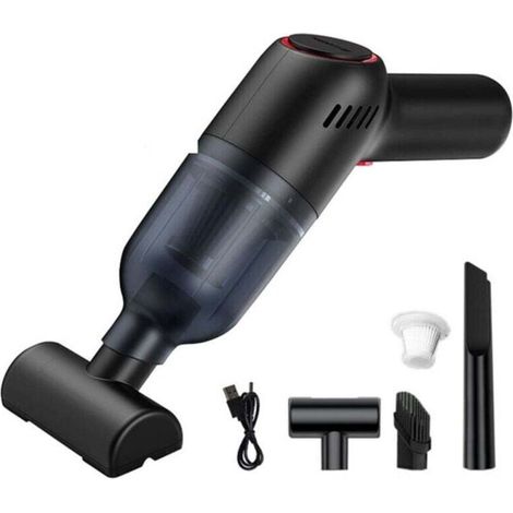 Aspirateur à main rechargeable, pour voiture, sec et humide, portable. Pour tapis de voiture - noir.
