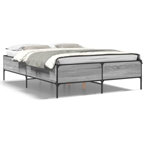 Maison Exclusive - Estructura cama madera ingeniería metal gris S