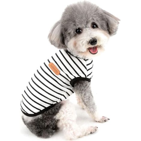 T-shirt Pour Chien - 1 Pièce - En Mélange Coton Polyester - Sans Manches - Pour Chiens Et Chats De Petite Taille - Taille M (Longueur Dos 25 Cm Buste 37 Cm Cou 26 Cm) (1/4)