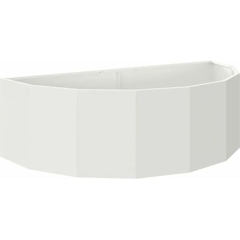 Fioriera semitonda moderna da esterno 120 x 60 x 35 cm design chic in acciaio bianco 020052923