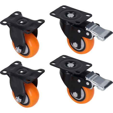Lot de 4 roulettes pivotantes à plaque, billes doubles, 90 kg, 7,5 cm pour chariot et équipement (1/5)