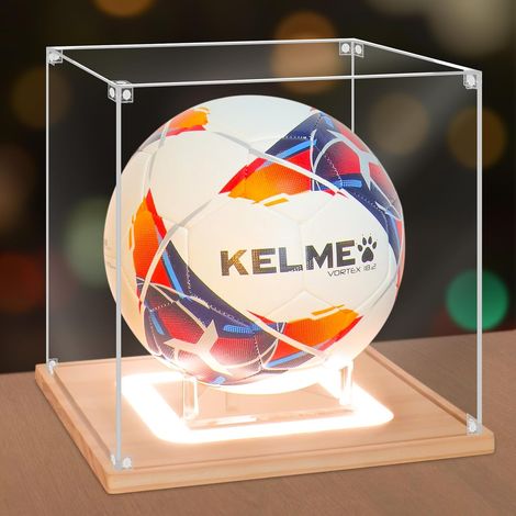Vitrine de Football avec lumière,Boîte de Football en acrylique protégée contre les UV avec base en bois,Vitrine pour Sport Ballon,Cadeaux de Soccer, 25x25x25 cm (1/5)