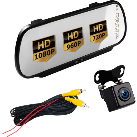 AHD LCD 7 Full HD Vollspiegelmonitor + AHD 1080P Nachtsichtkamera mit Metallgehäuse