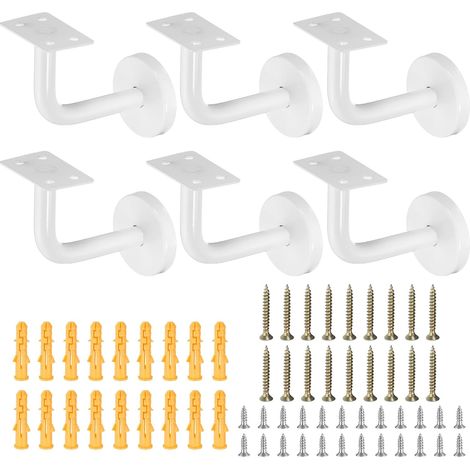 6Pcs Supports De Rampe En Acier Inoxydable 3" Support Plat Blanc Pour Rampe Carrée Avec Vis De Fixation Pour Garde-Corps Escalier Balustrade (1/5)