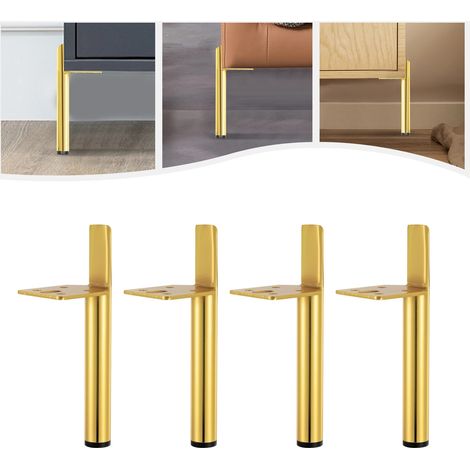 4 Stück Möbelfüße aus Stahl 15cm Gold Metall Möbelfüsse DIY Metall Tischfüße Schrankfüsse für Sofa/Couchtisch/TV-Schrank/Bett und andere Möbel