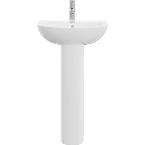 AKW Navlin Basin with Full Pedestal 550mm Wide - 1 Tap Hole (1/2)