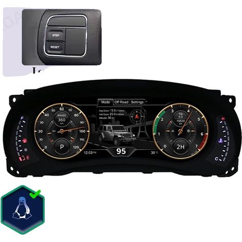 Tablero de instrumentos, pantalla LCD de 12,3 pulgadas, compatible con Jeep Wrangler JK, versión de gama baja. (1/2)