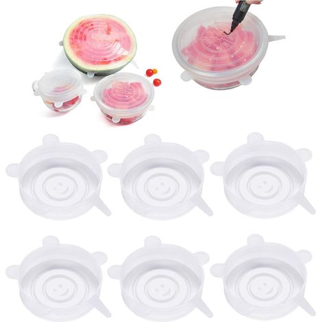 6 Pièces Couvercle Silicone,Extensible,Réutilisable,Sans BPA,Pour Micro Ondes,Frigo,Lave Vaisselle (1/5)