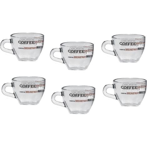 Set 6 Tazzine Tazze Caffè in Vetro Brazil Writings 75 cc (1/2)