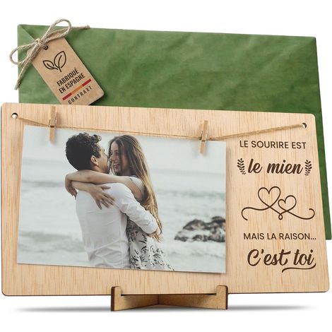 Cadre album pSaint Valentin. Cadre support tableau porte cadeaux détails idées es bonne saint valentin amoureux pele mele pmural corde pince bois Homme Femme (Couples FR) (1/5)